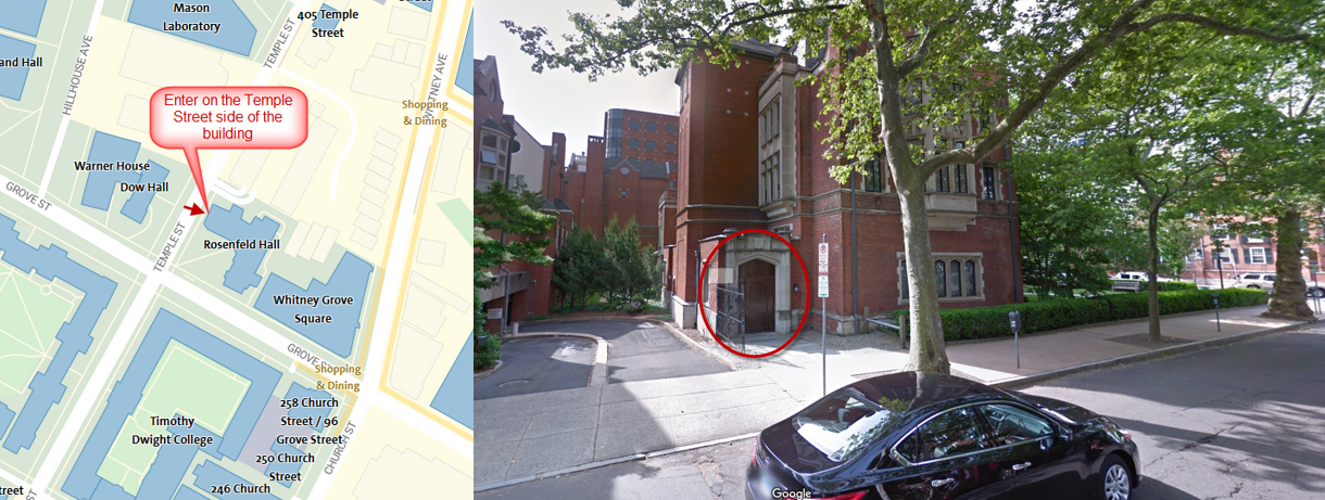 Entrance map and street view for Rosenfeld hall